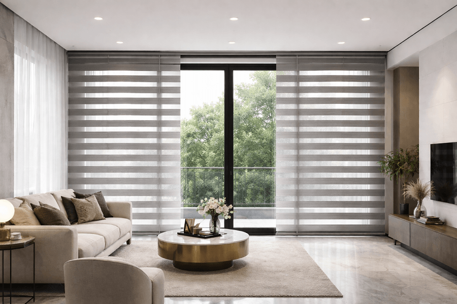 Thiết kế rèm cầu vồng cho phòng khách cực sang